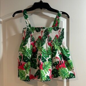 Girls Janie and Jack Green and Pink Tropical Top